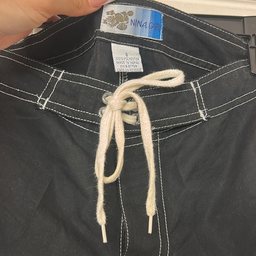 Black White Board shorts Vintage Y2K Nina Capri Size 8 Swim Shorts - Picture 4 of 5